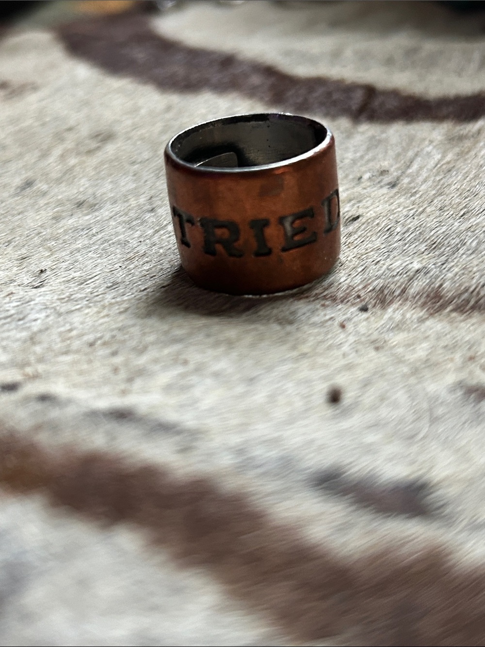 Copper and Silver “mama tried” Merle Haggard custom made Statement Ring - Picture 4 of 5